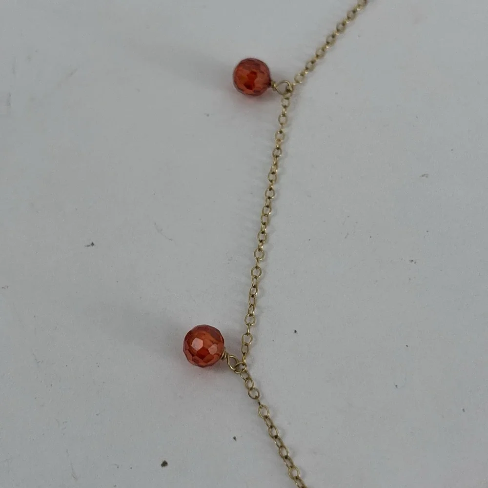 Gold Tone Necklace‎ Teardrop Red Crystal Beads Jewelry READ